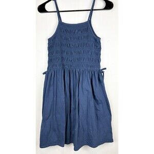 J Crew Crewcuts Navy Blue Shirred Spaghetti Strap Casual Dress, Large